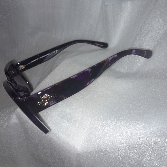 New Coach Oversized Square Sunglasses/Purple Tortoise With Case - Picture 10 of 12